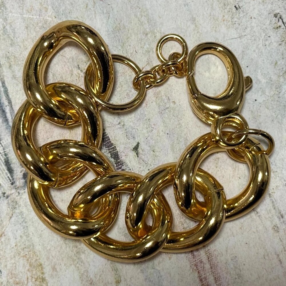 Diego Massimo Wide Gold Chain Bracelet - Picture 3 of 11